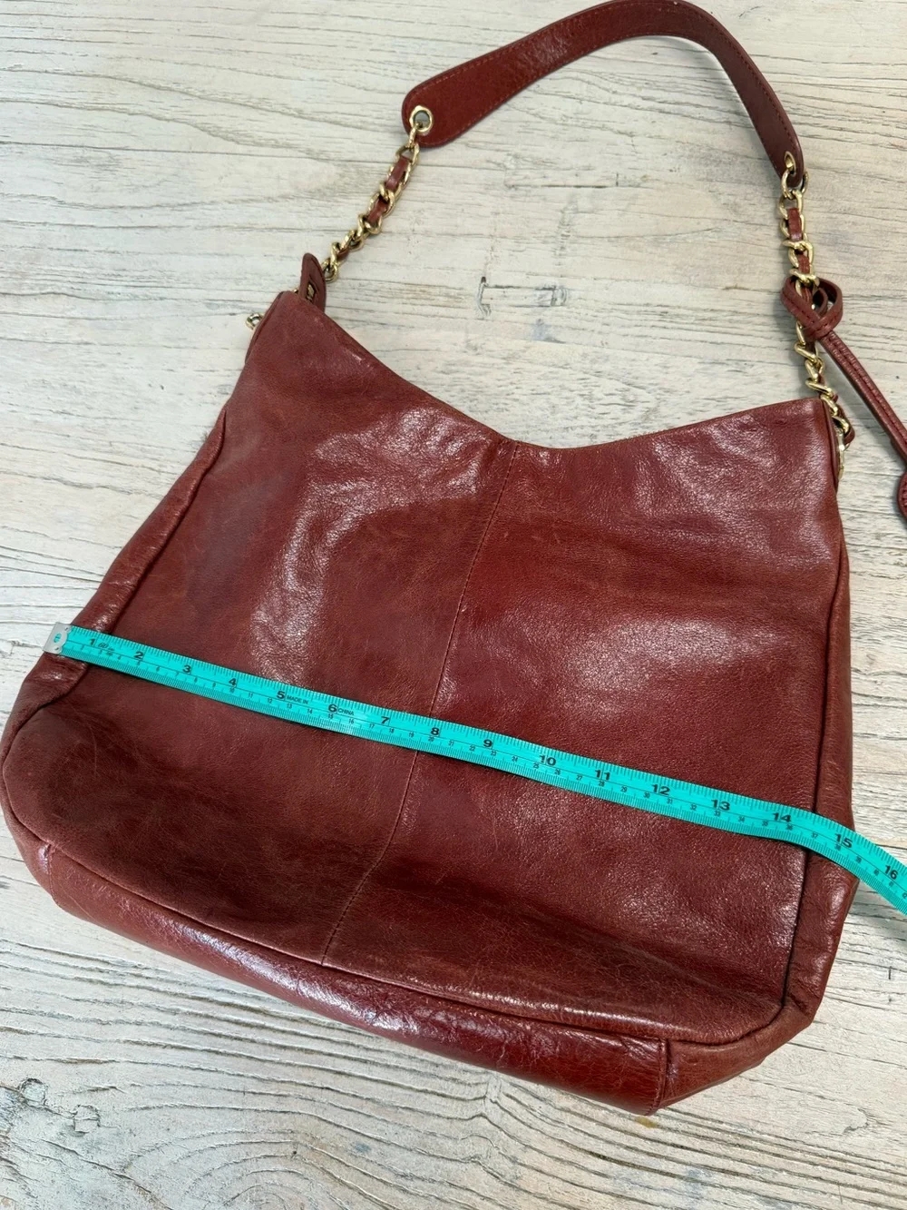 Badgley Mischka  brown leather large hobo shoulder bag